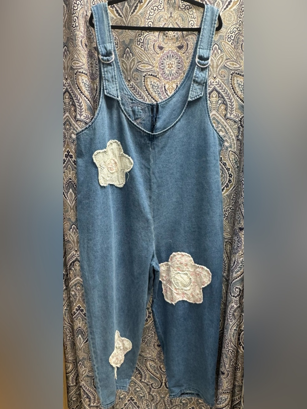 Denim Patchwork Wide-Leg Plus Size Jumpsuit -Haptics - Picture 2 of 5
